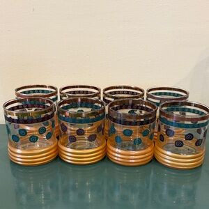 Vintage MCM 1950s Sakura Sue Lipkin Cocktail Glasses. Set of 8